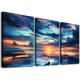 Ulloord Boat Water Panoramic Painting - Long Canvas Artwork Contemporary Picture for Home Office Wall Decor