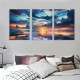 Ulloord Boat Water Panoramic Painting - Long Canvas Artwork Contemporary Picture for Home Office Wall Decor