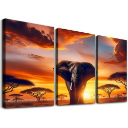 Ulloord  Canvas Wall Art Picture African Wild Animals Artwork Painting Print for Living Room Bedroom Kitchen Home and Office Wall Decor