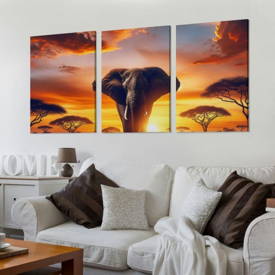 Ulloord  Canvas Wall Art Picture African Wild Animals Artwork Painting Print for Living Room Bedroom Kitchen Home and Office Wall Decor