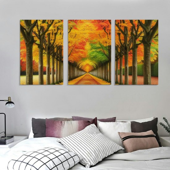 Ulloord Wall Art Golden Autumn Scene Canvas Prints Painting Gold Tree Paintings Pictures for Living Room Bedroom Kitchen Home and Office 