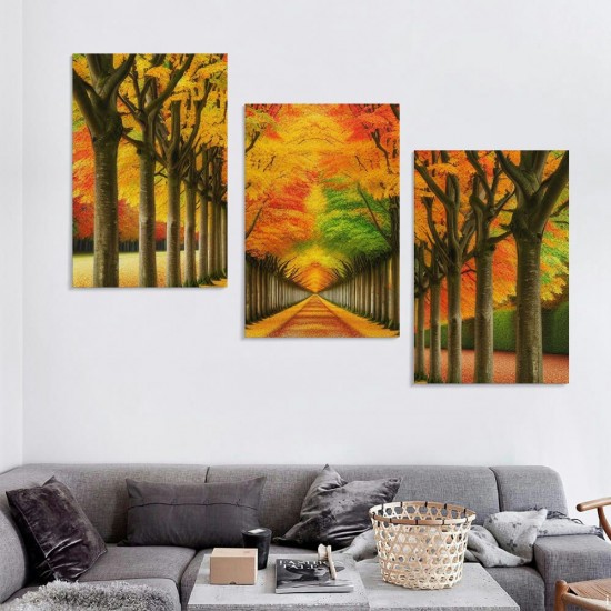 Ulloord Wall Art Golden Autumn Scene Canvas Prints Painting Gold Tree Paintings Pictures for Living Room Bedroom Kitchen Home and Office 