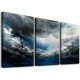 Shangniulu Abstract Canvas Wall Art Modern Graffiti Art Paintings Blue and Grey Paint a Storm Scene on White Background Framed Artwork Pictures for Living Room Bedroom Wall Decor