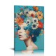 Shangniulu Abstract Girl Portrait Wall Art Woman with Flowers on Head Picture Canvas Print for Girl Bedroom Living Room Painting