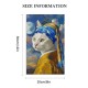 Shangniulu Funny Bathroom Wall Art Abstract Cat Portrait with A Pearl Earring Canvas Print Picture Famous Painting Wall Decor Artwork