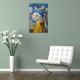 Shangniulu Funny Bathroom Wall Art Abstract Cat Portrait with A Pearl Earring Canvas Print Picture Famous Painting Wall Decor Artwork