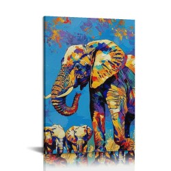 Shangniulu Funny Cute Elephant Pictures for Kids Little Boys Room Decor Kids Room Decor Nursery Decor Artwork Colorful Cartoon Animal Wall Art Canvas Print For Living Room Black Art Wall Decor