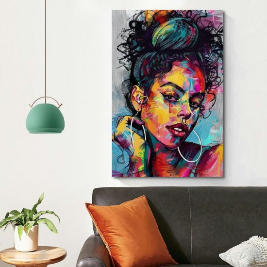 Shangniulu Wall Art the African American Woman the Pictures Print On Canvas Modern Artwork Wall Decoration for Home Living Room