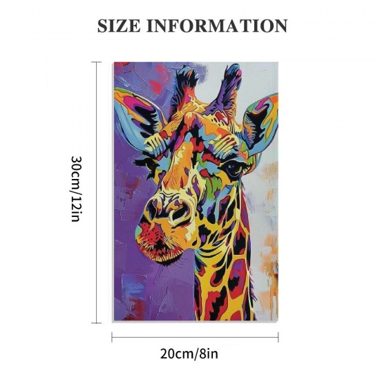 Shangniulu Colorful Cartoon Animal Wall Art Cute Giraffe Pictures for Kids Bedroom Paintings Funny Nursery Decor Artwork Small Animal Unframed Canvas Wall Art