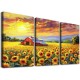 Shangniulu Sunflower Flower Wall Art Farmhouse Rustic Floral with Sunset Picture Country Style Canvas Print Wall Decor for Living Room Bedroom Office