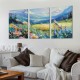 Shangniulu Flowers Wall Art Colorful Mountain Landscape Home Decor Painting Hummingbird Wildflowers Meadow Pictures Wall Decor Modern Framed Canvas Artwork for Living Room Bedroom Office