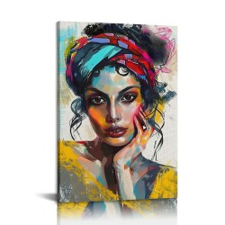 Shangniulu Wall Art African American Woman the Pictures Print On Canvas Modern Artwork Wall Decoration for Home Living Room