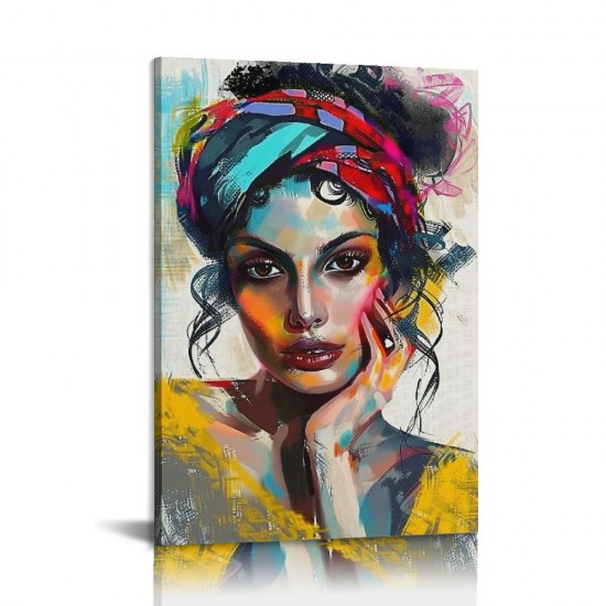 Shangniulu Wall Art African American Woman the Pictures Print On Canvas Modern Artwork Wall Decoration for Home Living Room