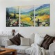 Shangniulu Flowers Wall Art Colorful Mountain Landscape Home Decor Painting Hummingbird Wildflowers Meadow Pictures Wall Decor Modern Framed Canvas Artwork for Living Room Bedroom Office