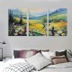 Shangniulu Flowers Wall Art Colorful Mountain Landscape Home Decor Painting Hummingbird Wildflowers Meadow Pictures Wall Decor Modern Framed Canvas Artwork for Living Room Bedroom Office