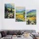 Shangniulu Flowers Wall Art Colorful Mountain Landscape Home Decor Painting Hummingbird Wildflowers Meadow Pictures Wall Decor Modern Framed Canvas Artwork for Living Room Bedroom Office