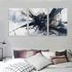 Shangniulu 3 piece set canvas Wall Art Modern Abstract Art Painting White Background Dark blue Frame inkjet art Picture Living room Bedroom corridor wall decoration