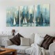 Shangniulu Canvas Wall Art Abstract New York Cityscape Art Paitings Fantastic Colorful Manhattan Coast Building Scenery Picture Prints Modern Artwork Decor for Living Room Bedroom Kitchen