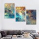 Shangniulu Golden Canvas Wall Art Blue Modern Abstract Painting Prints Smoke Billowing on White Background Framed Energetic Artwork Pictures for Living Room Bedroom Hallway Wall Decoration