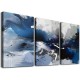 Shangniulu Canvas Wall Art Paintings Heavy Blue and White Paint Spreads Like Smoke on Grey Background Framed Artwork Pictures for Living Room Bedroom Wall Decor