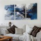 Shangniulu Canvas Wall Art Paintings Heavy Blue and White Paint Spreads Like Smoke on Grey Background Framed Artwork Pictures for Living Room Bedroom Wall Decor