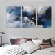 Shangniulu Canvas Wall Art Paintings Heavy Blue and White Paint Spreads Like Smoke on Grey Background Framed Artwork Pictures for Living Room Bedroom Wall Decor