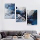 Shangniulu Canvas Wall Art Paintings Heavy Blue and White Paint Spreads Like Smoke on Grey Background Framed Artwork Pictures for Living Room Bedroom Wall Decor