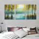 Shangniulu Large Living Room Wall Decor Abstract Canvas Wall Art Yellow Trees White Birch Green Lake Landscape Painting Picture Print Framed Artwork Modern Home Bedroom Wall Decoration