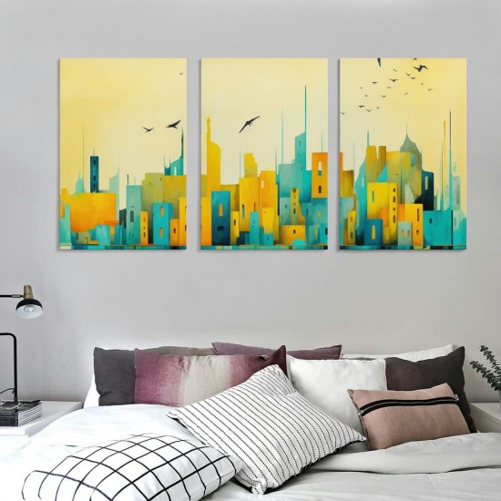 Shangniulu  WK0362 Wall Art Natural Framed Canvas Living room Modern Abstract Architectural Decorative Painting Picture Poster Print Extra Framed Ready to Hang for Bedroom Office Home Decor