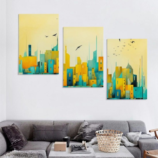 Shangniulu  WK0362 Wall Art Natural Framed Canvas Living room Modern Abstract Architectural Decorative Painting Picture Poster Print Extra Framed Ready to Hang for Bedroom Office Home Decor