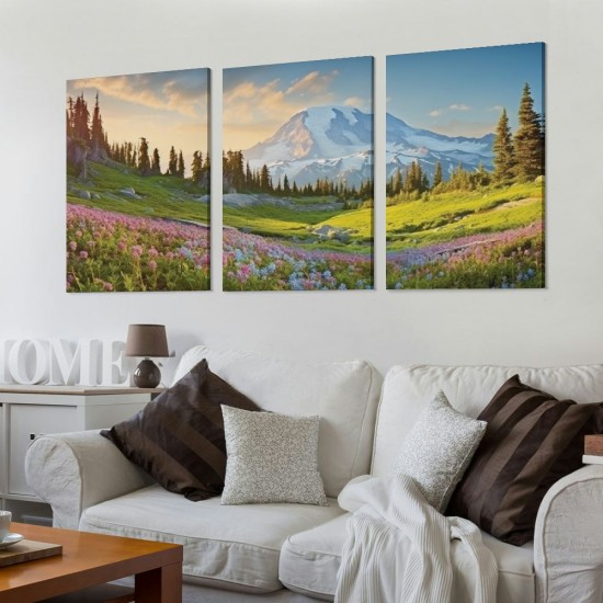 Shangniulu  Large Mountain Landscape Wall Art Beautiful Mount Rainier at Sunrise Scenery Picture Canvas Print National Park Poster Painting for Modern Home Living Room Decor Ready to Hang