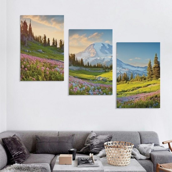 Shangniulu  Large Mountain Landscape Wall Art Beautiful Mount Rainier at Sunrise Scenery Picture Canvas Print National Park Poster Painting for Modern Home Living Room Decor Ready to Hang