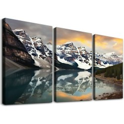 Shangniulu Canvas Wall Art Nature Picture: Bedroom Landscape Scenery Print Scenic Lake Forest Artwork Mountain Sunset Scene Painting for Living Room Home Decorations