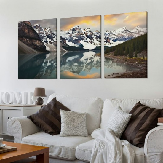 Shangniulu Canvas Wall Art Nature Picture: Bedroom Landscape Scenery Print Scenic Lake Forest Artwork Mountain Sunset Scene Painting for Living Room Home Decorations