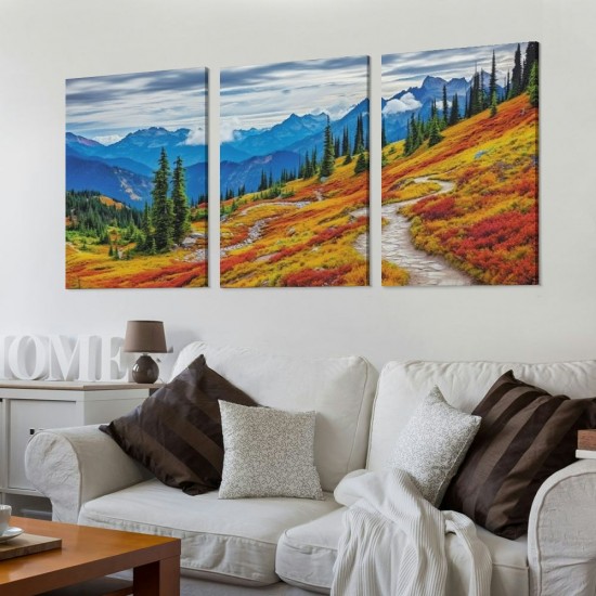 Shangniulu  Mount Rainier National Park Picture Wall Art USA Autumn Mountain Landscape Painting Canvas Prints Nature Artwork Framed Home Living Room Kitchen Decoration