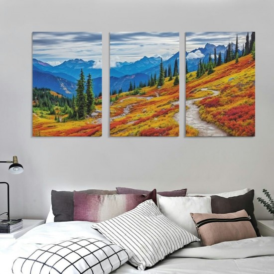 Shangniulu  Mount Rainier National Park Picture Wall Art USA Autumn Mountain Landscape Painting Canvas Prints Nature Artwork Framed Home Living Room Kitchen Decoration