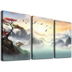 Shangniulu  Canvas Wall Art For Living Room Large Wall Decoration For Bedroom Mountain Landscape Pictures Modern Office Wall Decor Watercolor Painting Prints Ready To For Room Home Decor