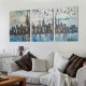 Shangniulu Cityscape Wall Art Buildings Picture Modern Abstract Grey NYC Skyline Birds Painting Framed Artwork for Bedroom Living Room Bathroom Home Office Decor