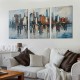 Shangniulu Wall Art Modern New York Abstract Canvas Cityscape Painting Colorful NYC Skyline Textured Picture for Living Room Bedroom Home Office Wall Decor