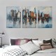 Shangniulu Wall Art Modern New York Abstract Canvas Cityscape Painting Colorful NYC Skyline Textured Picture for Living Room Bedroom Home Office Wall Decor