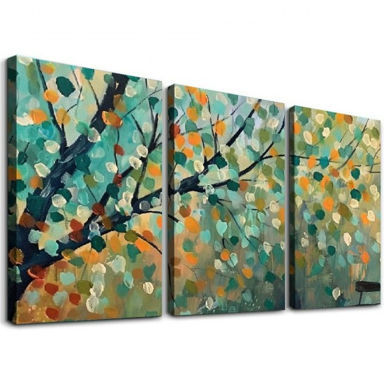 Shangniulu Green Tree Wall Art - Colorful Branches and Leaves Canvas Painting Pictures Prints Decorations Abstract Tree of Life Artwork for Bedroom Living Room Office Decor