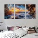 Shangniulu Wall Art Decor Canvas Print Picture Sunset Over The Rocks in Sea Ocean Waves Painting Artwork for Office Bedroom Home Decoration Stretched and Framed Ready to Hang