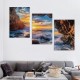 Shangniulu Wall Art Decor Canvas Print Picture Sunset Over The Rocks in Sea Ocean Waves Painting Artwork for Office Bedroom Home Decoration Stretched and Framed Ready to Hang