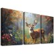 Shangniulu Elk Canvas Pictures Forest Landscape Theme Art Print Wildlife Canvas Artwork for Living Room Watercolr Animal Canvas Art for Bedroom Bathroom Home Office Decorations