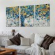 Shangniulu Canvas Wall Art Blue Tree Golden Butterflies Picture Abstract Grey Graffiti Canvas Prints Ready to Hang for Living Room Bedroom