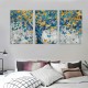 Shangniulu Canvas Wall Art Blue Tree Golden Butterflies Picture Abstract Grey Graffiti Canvas Prints Ready to Hang for Living Room Bedroom