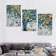 Shangniulu Canvas Wall Art Blue Tree Golden Butterflies Picture Abstract Grey Graffiti Canvas Prints Ready to Hang for Living Room Bedroom