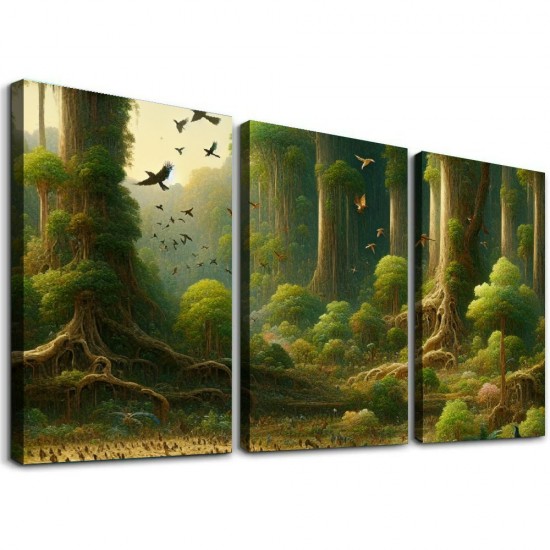 Shangniulu Wall Art For Living Room Canvas Wall Decoration For Office Bedroom Wall Decor Artwork Foggy Forest Trees Landscape Wall Painting Ready To Hang Hotel Wall Pictures Home Decor