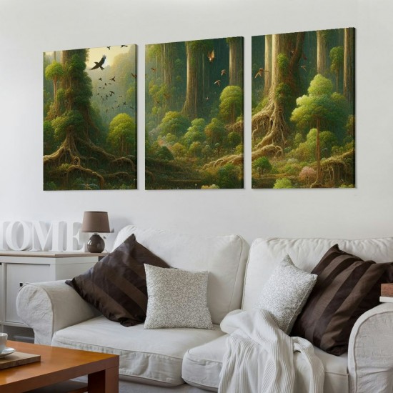 Shangniulu Wall Art For Living Room Canvas Wall Decoration For Office Bedroom Wall Decor Artwork Foggy Forest Trees Landscape Wall Painting Ready To Hang Hotel Wall Pictures Home Decor