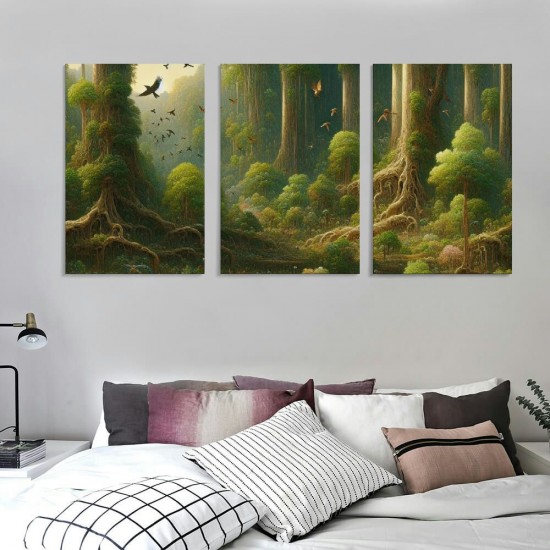 Shangniulu Wall Art For Living Room Canvas Wall Decoration For Office Bedroom Wall Decor Artwork Foggy Forest Trees Landscape Wall Painting Ready To Hang Hotel Wall Pictures Home Decor